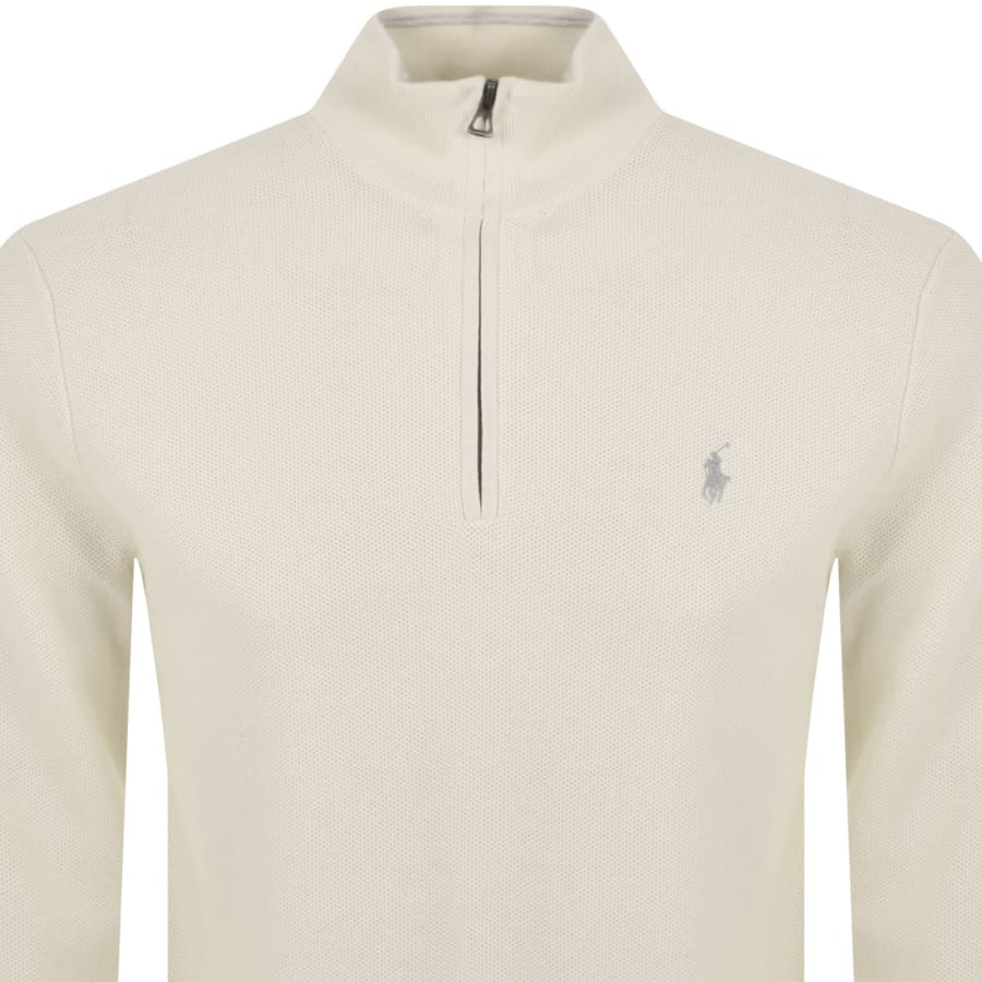 Ralph Lauren Half Zip Knit Jumper White Mainline Menswear